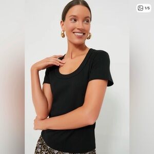 TUCKERNUCK Black Scoop Neck Ribbed Tee